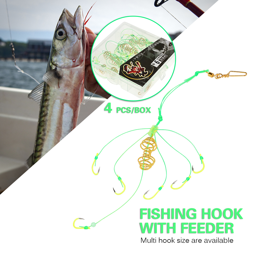 4 CÁI Móc Câu Cá chùm 6 móc câu bằng hạt huỳnh quang