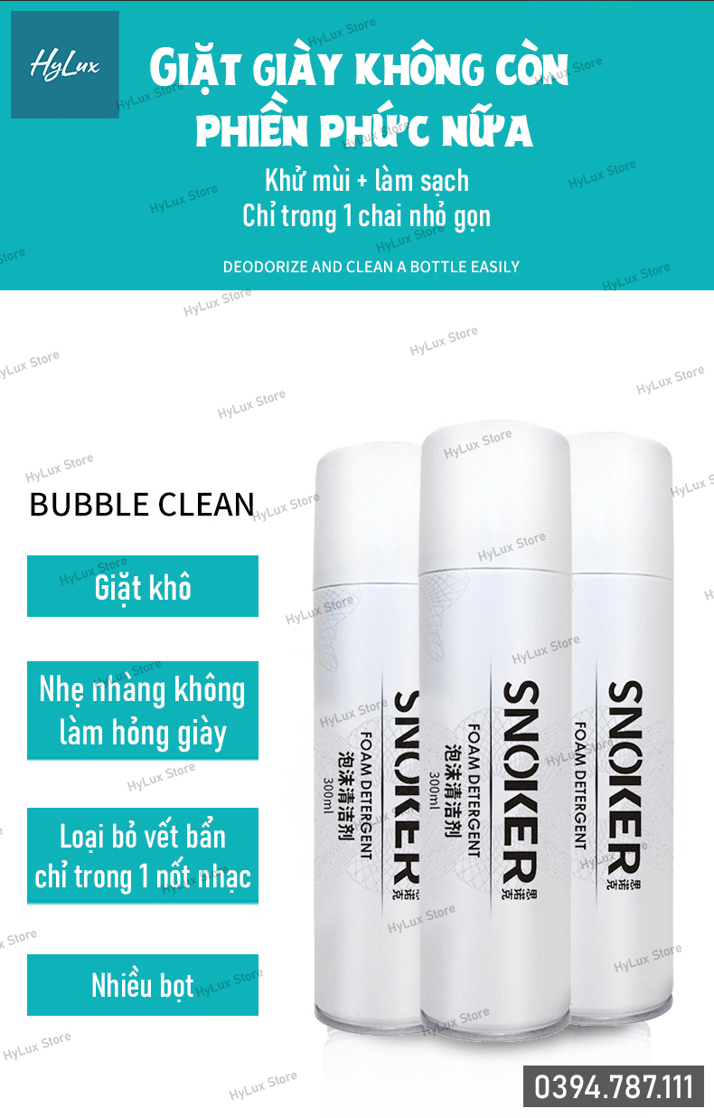 Chai xịt bọt tuyết vệ sinh, làm sạch, tẩy trắng giày cao cấp Snoker