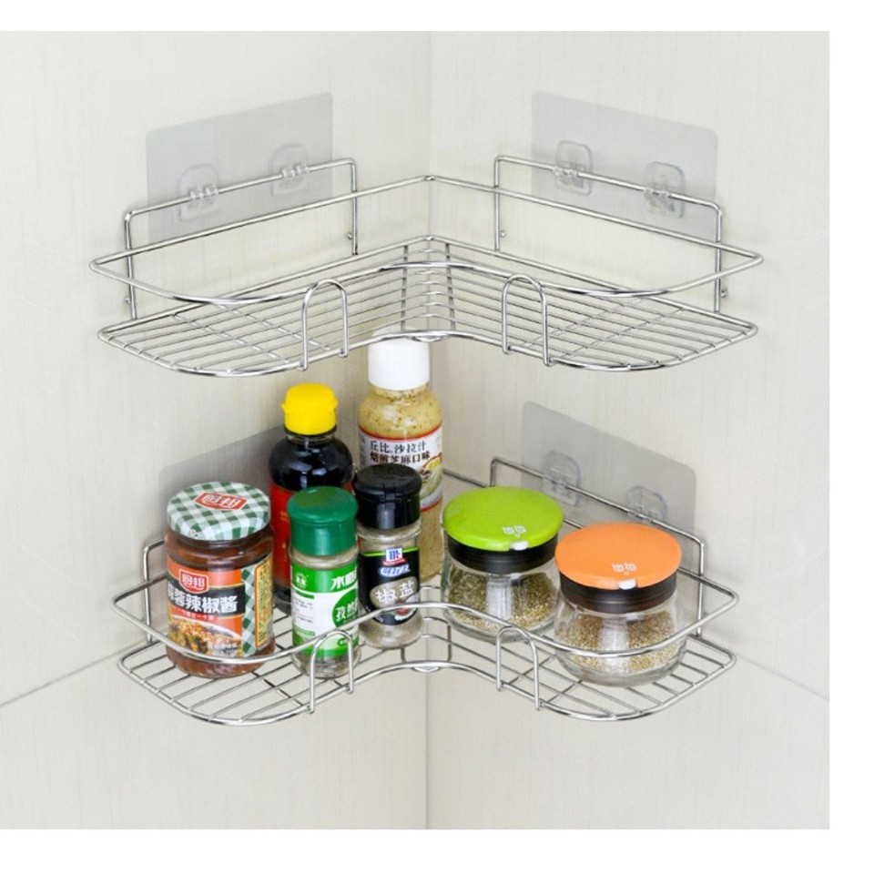 KỆ GÓC INOX NHÀ TẮM DÁN TƯỜNG - KỆ NHÀ TẮM DÁN TƯỜNG