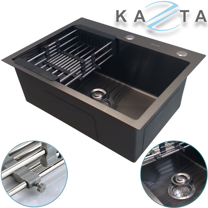 Combo Chậu Rửa Chén Bát Cao Cấp KAZTA KZ-CB6045NN Nano Kháng Khuẩn Gồm: Chậu Rửa Chén, Vòi Rửa Chén Đầu Rút Nóng Lạnh Và Phụ Kiện Đi Kèm