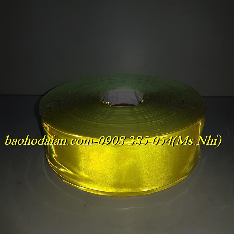 Cuộn phản quang nhựa họa tiết trơn 5cm x 50m may kèm quần áo- Hình thật