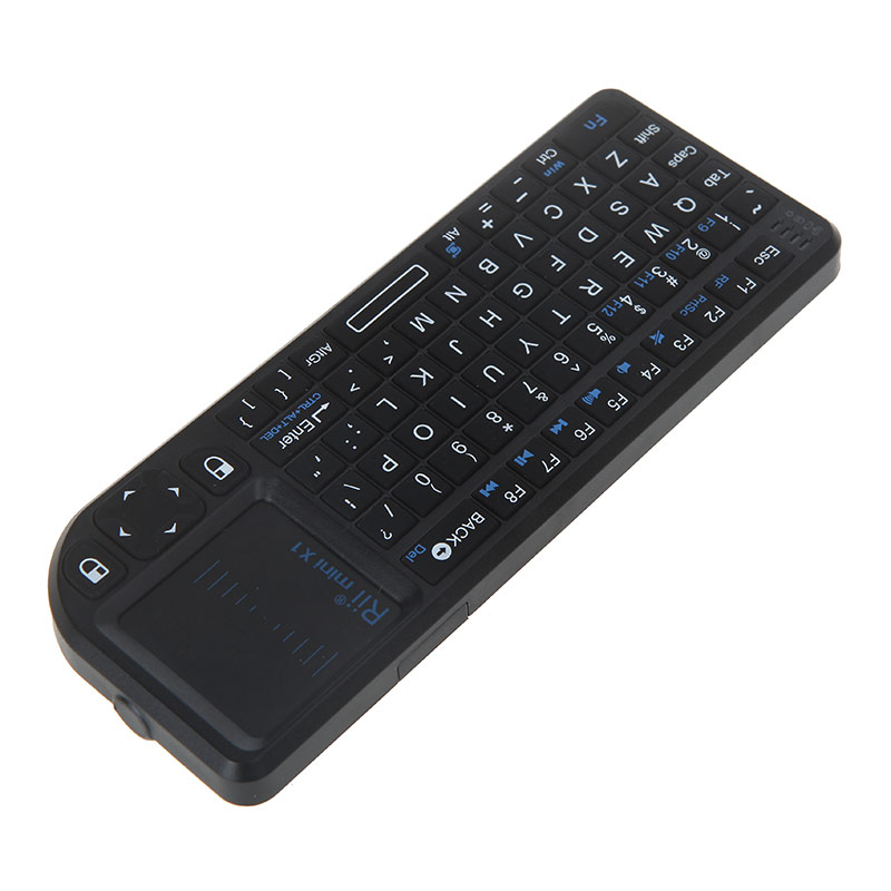 Bàn Phím Không Dây Rii Mini X1 Handheld 2.4g Cho PC Máy Tính Xách Tay TV Thông Minh, Màu Đen