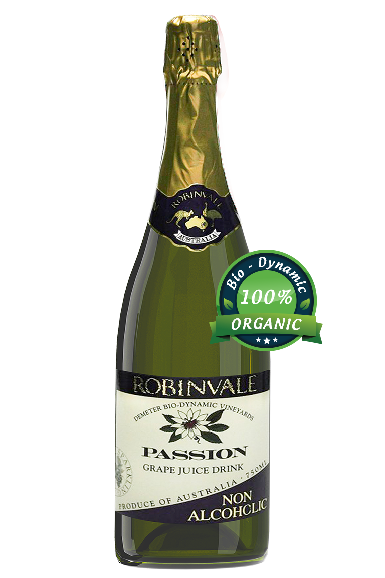 Vang sủi Robinvale Grape Sparkling 750ml - Không Cồn Organic - Passion (Chanh Dây)