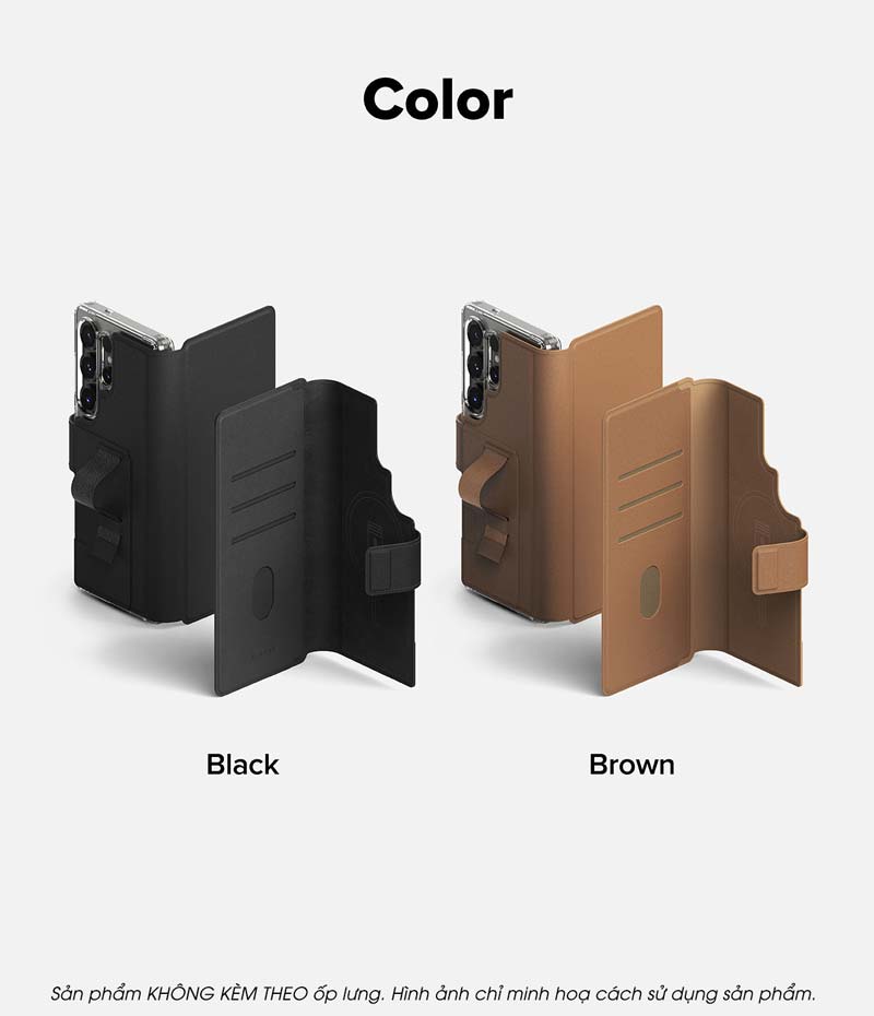 Ví từ tính RINGKE Folio Grip Wallet Magnetic cho S25 Ultra/S24 Ultra - Hàng Chính Hãng