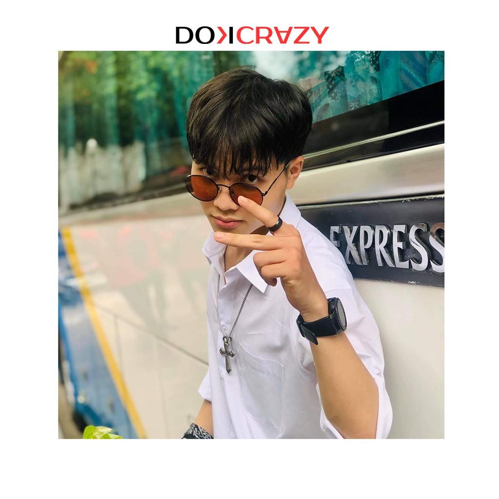 Kính mát dáng tròn cao cấp OLIVIA DOKCRAZY mắt râm phân cực phong cách thời trang nam nữ đường phố trendy gọng kim loại