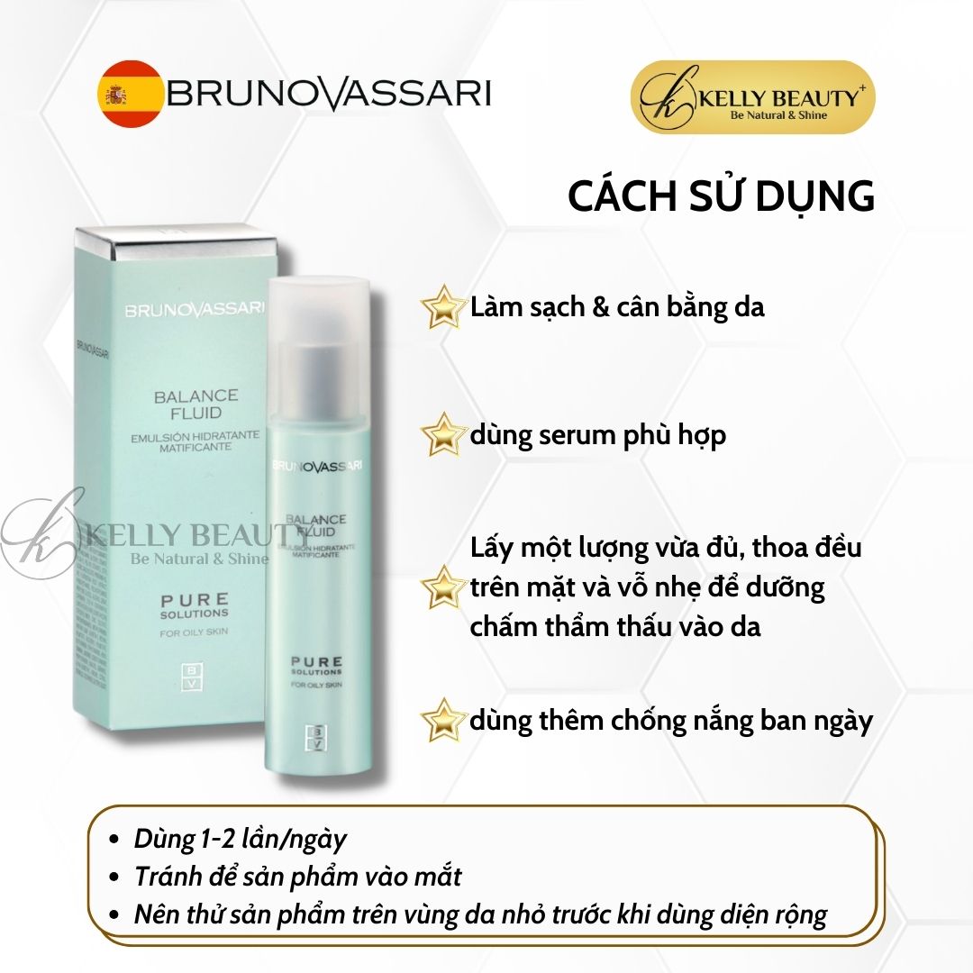 Nhũ Tương Dưỡng Ẩm Cho Da Dầu Mụn Pure Solutions Balance Fluid - Bruno Vassari | Kelly Beauty