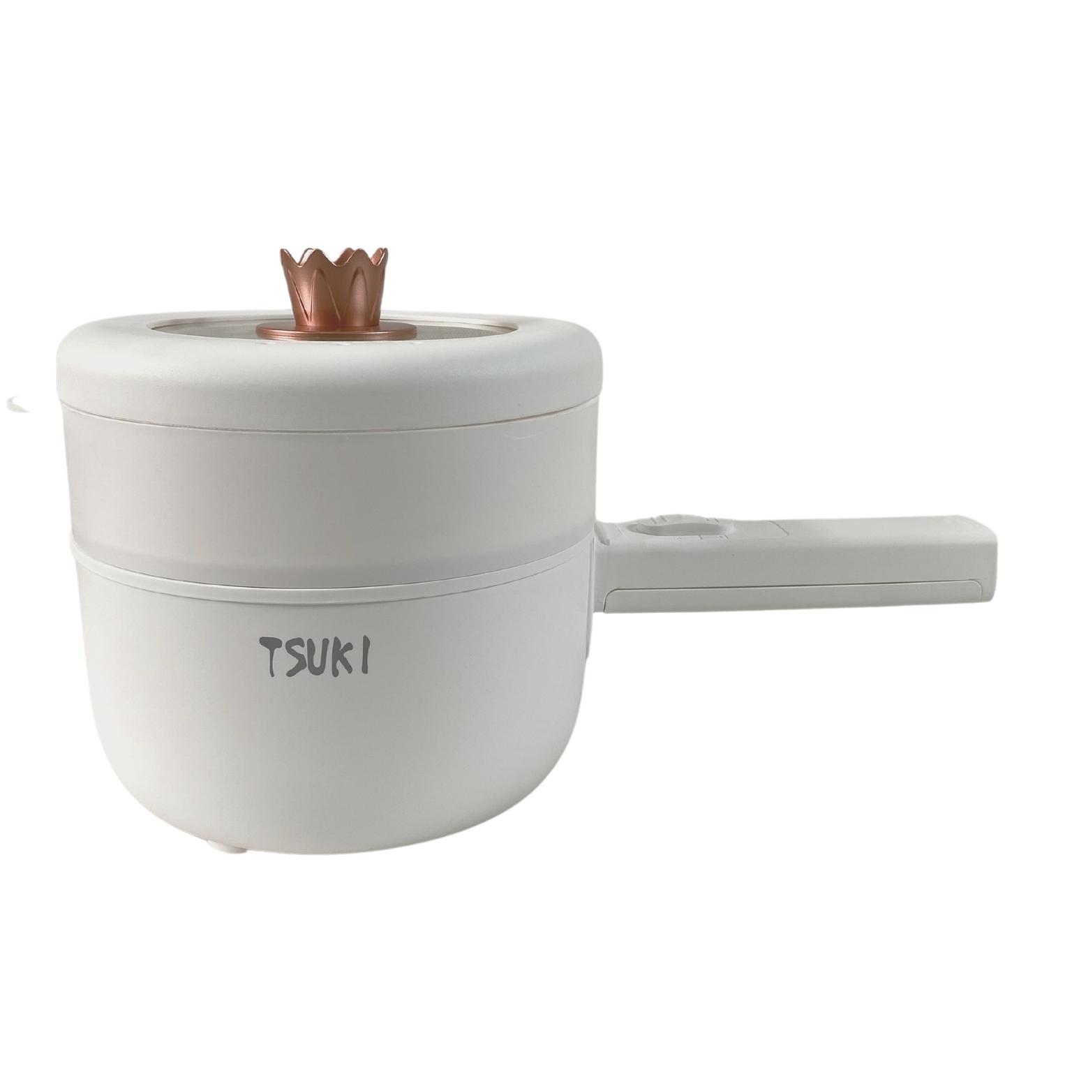 Nồi điện mini TSUKI TS-6332 nồi nấu đa năng 2 tầng, dung tích 1.6L, tự động ngắt điện - Hàng chính hãng