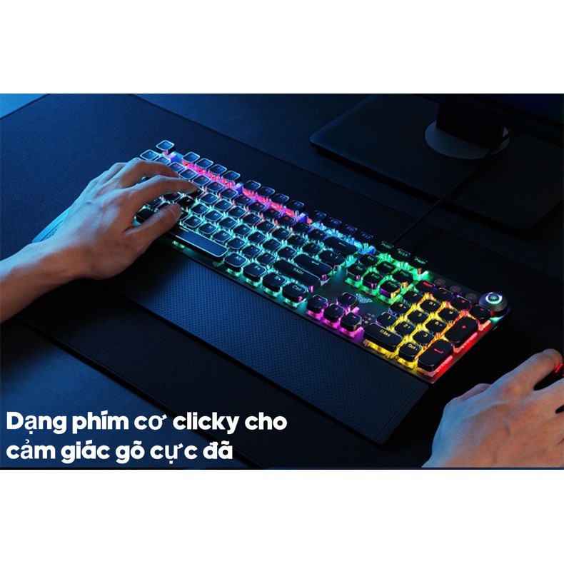 Bàn Phím Cơ Gaming  FZ508 Pro Gamer Blue Switch Có 22 Chế Độ Led Siêu Đẹp Tặn Đế Kê Tay