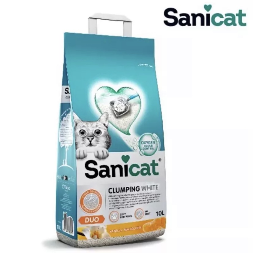 Cát vệ sinh cho mèo Sanicat Bentonite khử mùi siêu vón 8L/10L