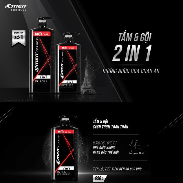 TẮM GỘI 2IN1/3IN1 XMEN FOR BOSS 650G/630G