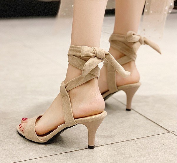Giày Sandal Cao Gót 7 Phân Da Lộn Sành Điệu THS30