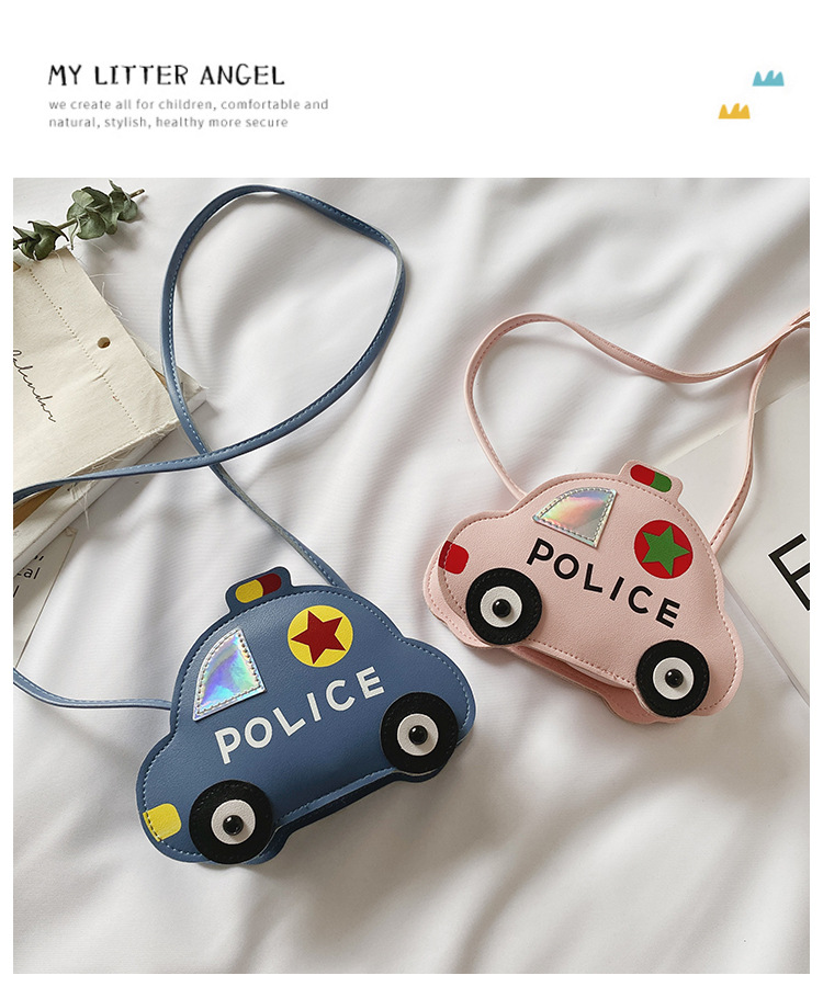 Túi Đeo Chéo Cho Bé Gái, Bé Trai Hình Ô Tô Cảnh Sát Hoạt Tiết Police