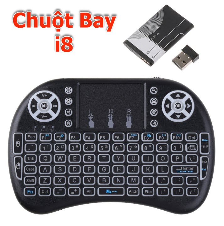 Chuột bay i8 pin sạc có đèn nền cho Smart Tivi, Android Tivibox