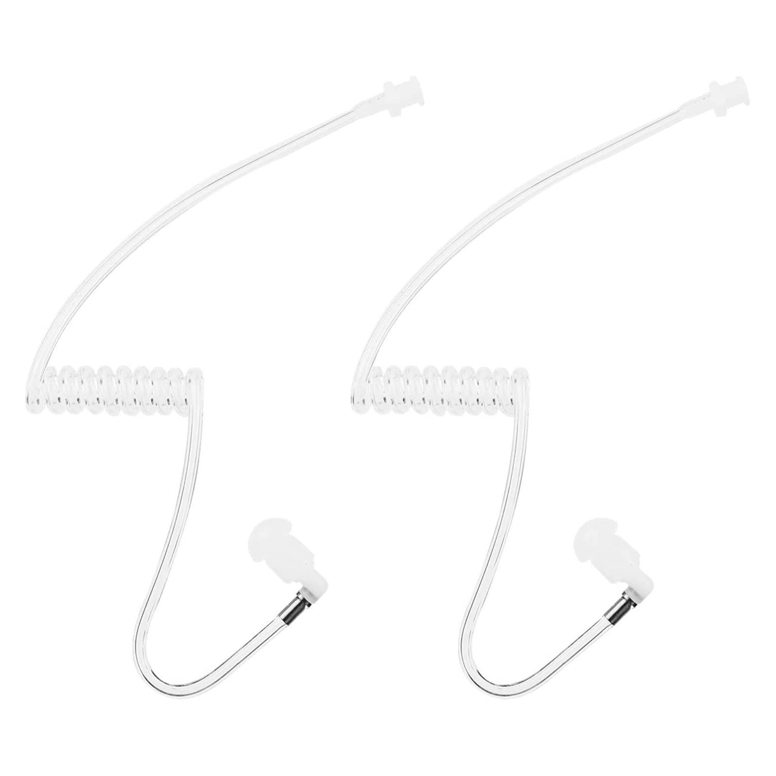 2 Pieces Acoustic Coil Tubes,Lightweight Removable Clear and White Replacement Tube for Two Way Radio Air Duct Headphones