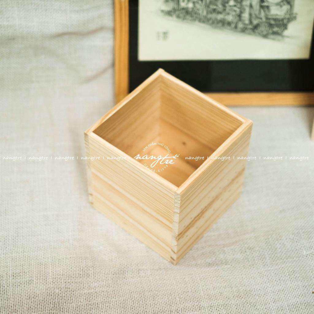 Chậu gỗ vuông, Hộp gỗ vuông decor - wooden pots