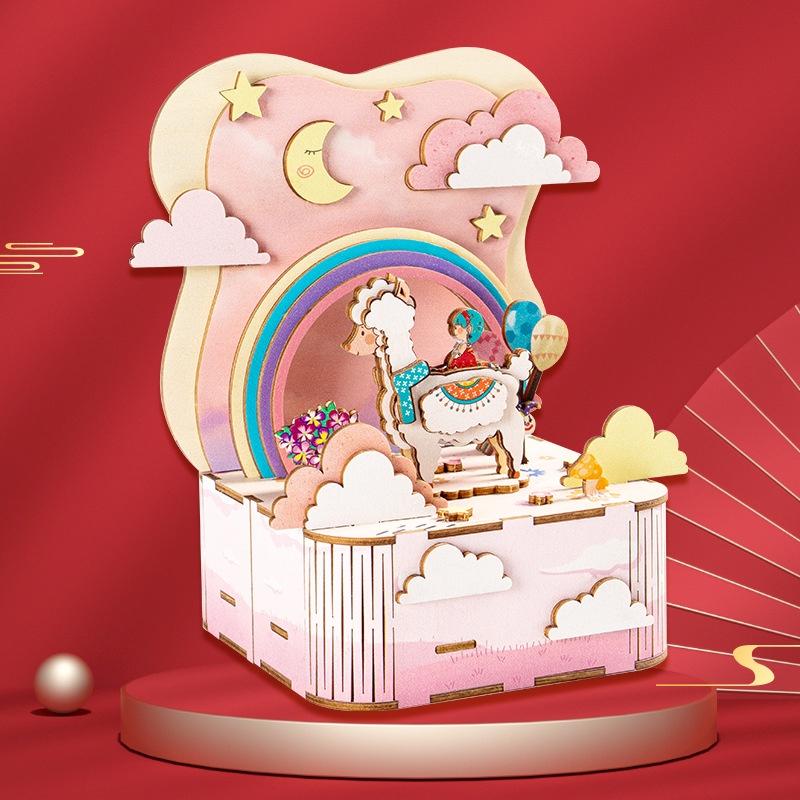 Đồ chơi lắp ráp 3D gỗ mô hình hộp nhạc có chuyển động Music Box