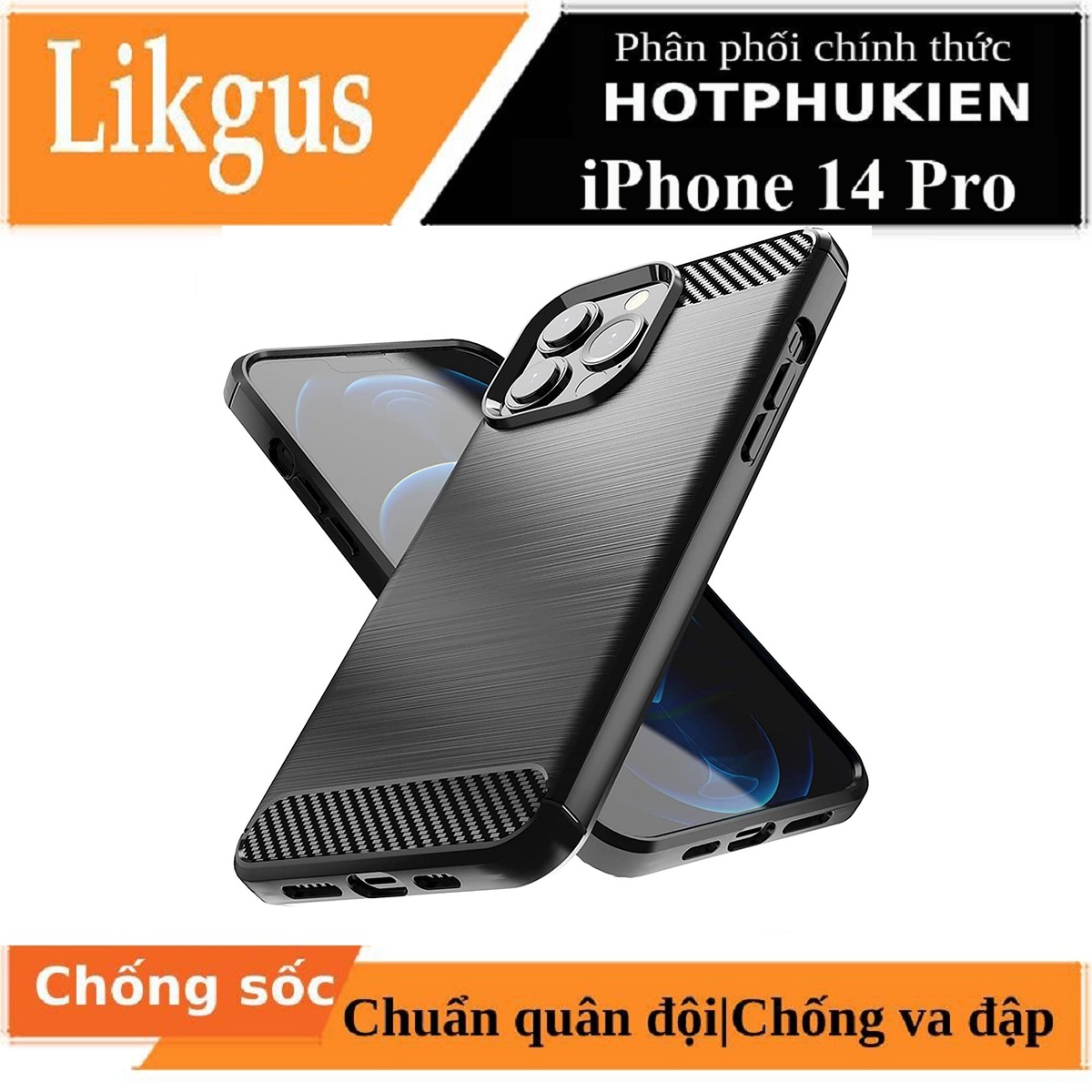 Ốp lưng chống sốc vân kim loại cho iPhone 14 Pro (6.1 inch) hiệu Likgus (chuẩn quân đội, chống va đập, chống vân tay) - Hàng nhập khẩu
