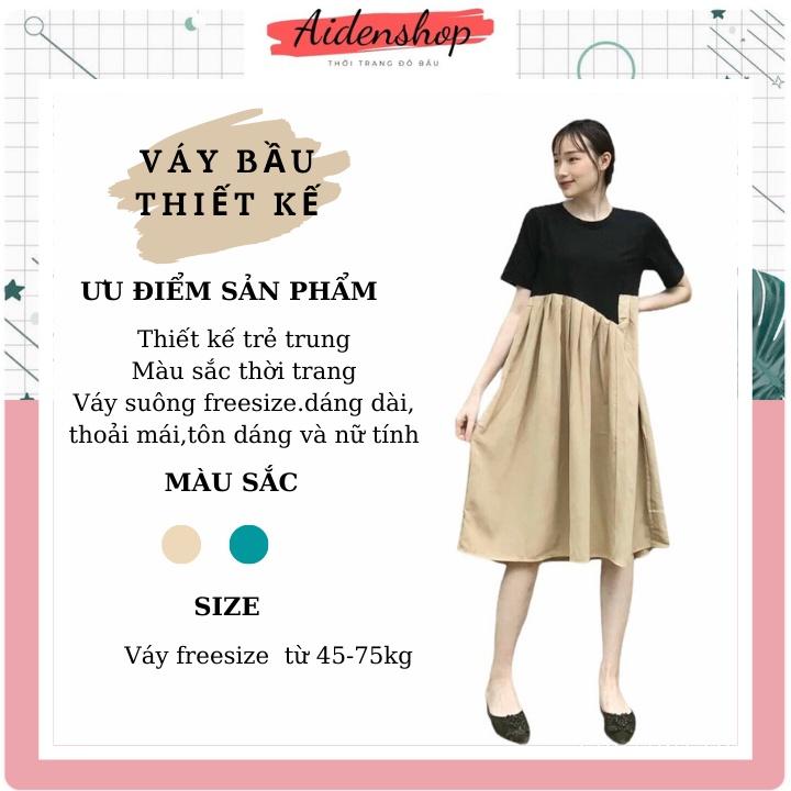 Váy bầu thời trang Aidenshop đầm bầu thiết kế dáng suông chất cát hàn mùa hè 2021
