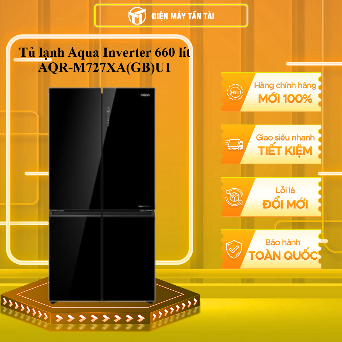 Tủ Lạnh Aqua AQR-M727XA(GB)U1 660L Inverter - Hàng Chính Hãng (Chỉ giao HCM)