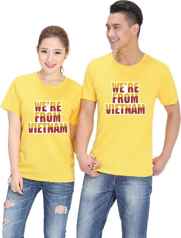 Bộ Áo Thun Đôi Nam Nữ Màu Vàng A566