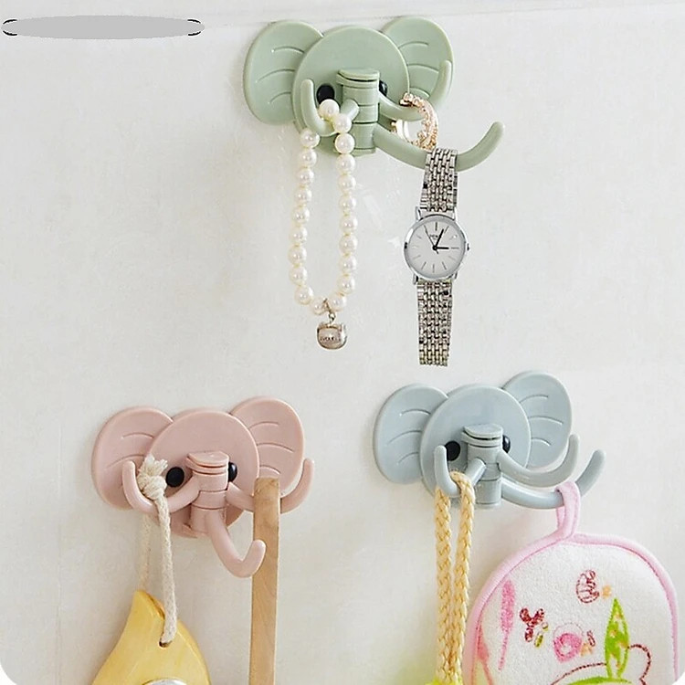 Móc treo đồ đa năng 3 chạc dán tường hình con voi chịu lực tốt sử dụng cho phòng ngủ, phòng tắm, nhà bếp tiện lợi PaKaSa (giao màu ngẫu nhiên )