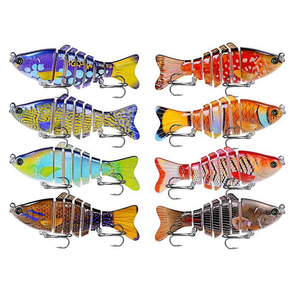 100mm Colored Fishing Joint Lures Artificial Hard Bait 2 Treble Hooks