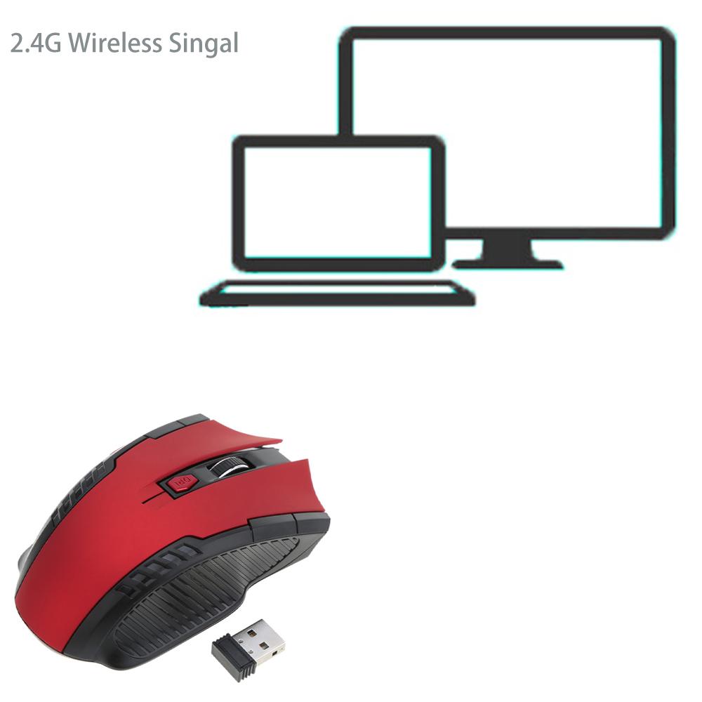 Chuột chơi game không dây 2.4G / Chuột di động 2400DPI có thể điều chỉnh quang học cho Máy tính để bàn xách tay - Màu đỏ