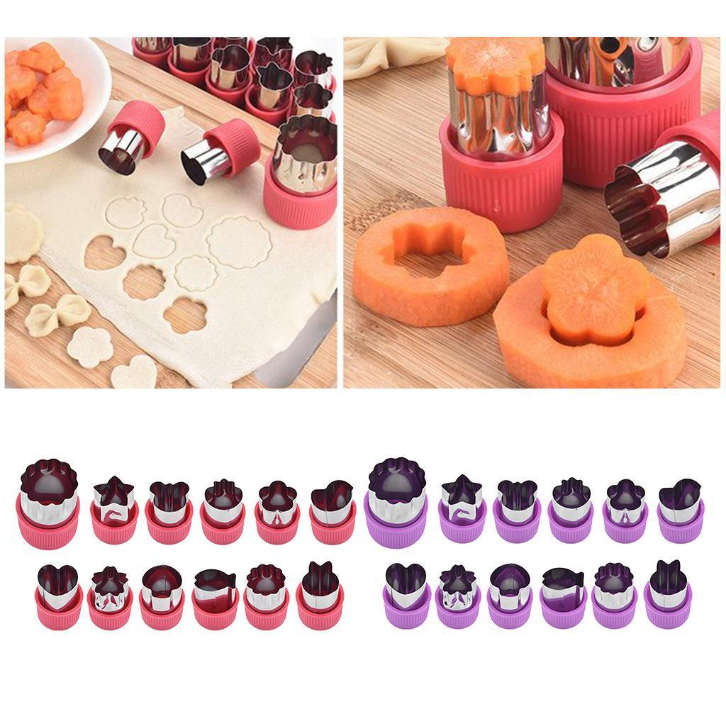 12 Pieces Biscuits Cutters Vegetable Cutter Shapes Set Baking Purple
