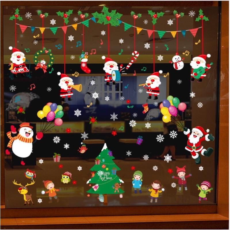 BỘ COMBO DECAL DÁN NOEL - RÈM NOEL CA HÁT PHỐI NOEL CÁC BÉ