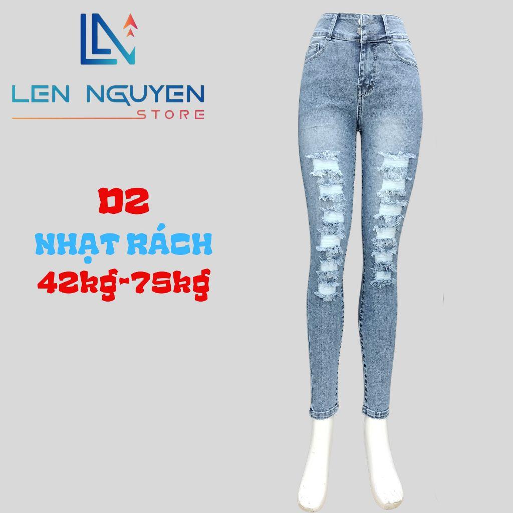 D2_Quần jean nữ, dài, lưng cao, quần bò nữ dáng ôm, quần rin nữ có big size, cho 42kg đến 75kg,LEN NGUYEN STORE - Xanh Nhạt