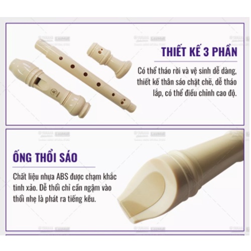 Sáo dọc Recorder Soprano YAMAHA YRS-24B kèm túi đựng - Nốt thổi Baroque, tiêu chuẩn giáo dục quốc tế