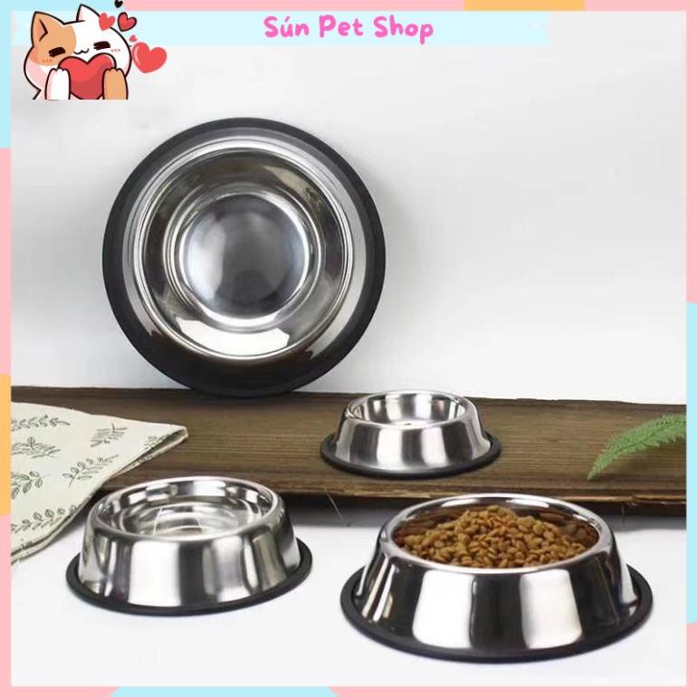 Bát ăn Inox cho chó mèo, có đế cao su chống trơn trượt