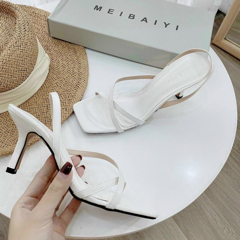 Giày nữ, Giày cao gót/ Sandal Cao Gót 7p Slingback 2 dây chéo mảnh