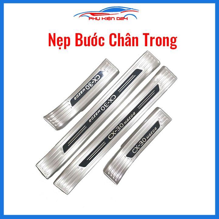 Ốp bậc cửa, nẹp bước chân INOX cho xe Mazda CX30 CX-30 2021-2022-2023