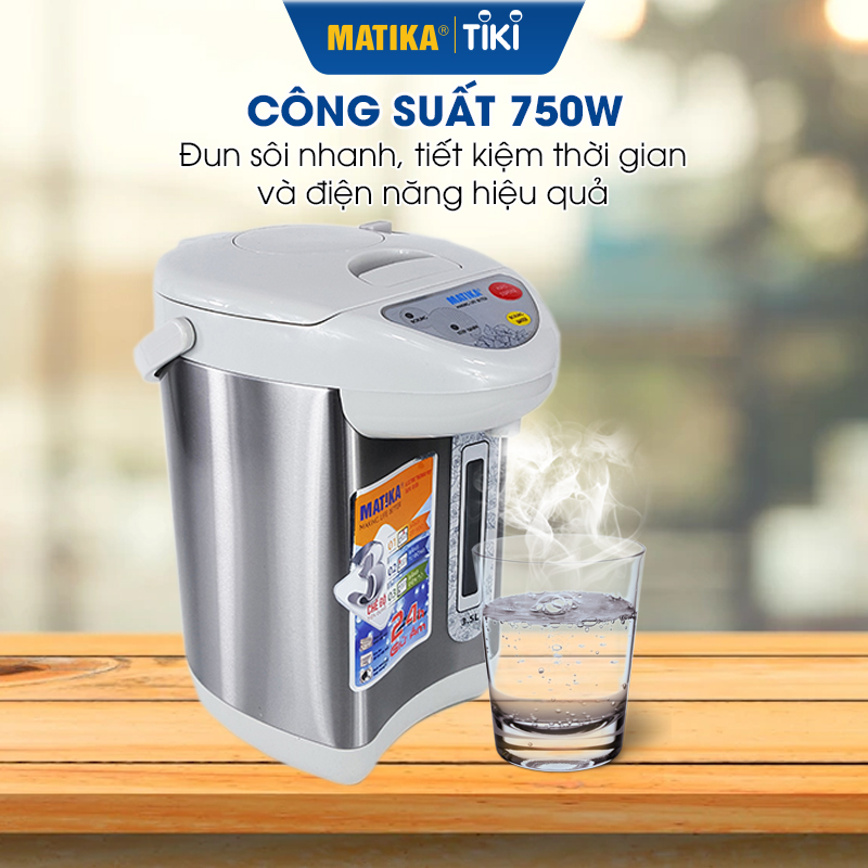 Bình thủy điện Matika MTK-8135 (3,5L) chức năng đun sôi và giữ ấm thông minh ( Hàng chính hãng)