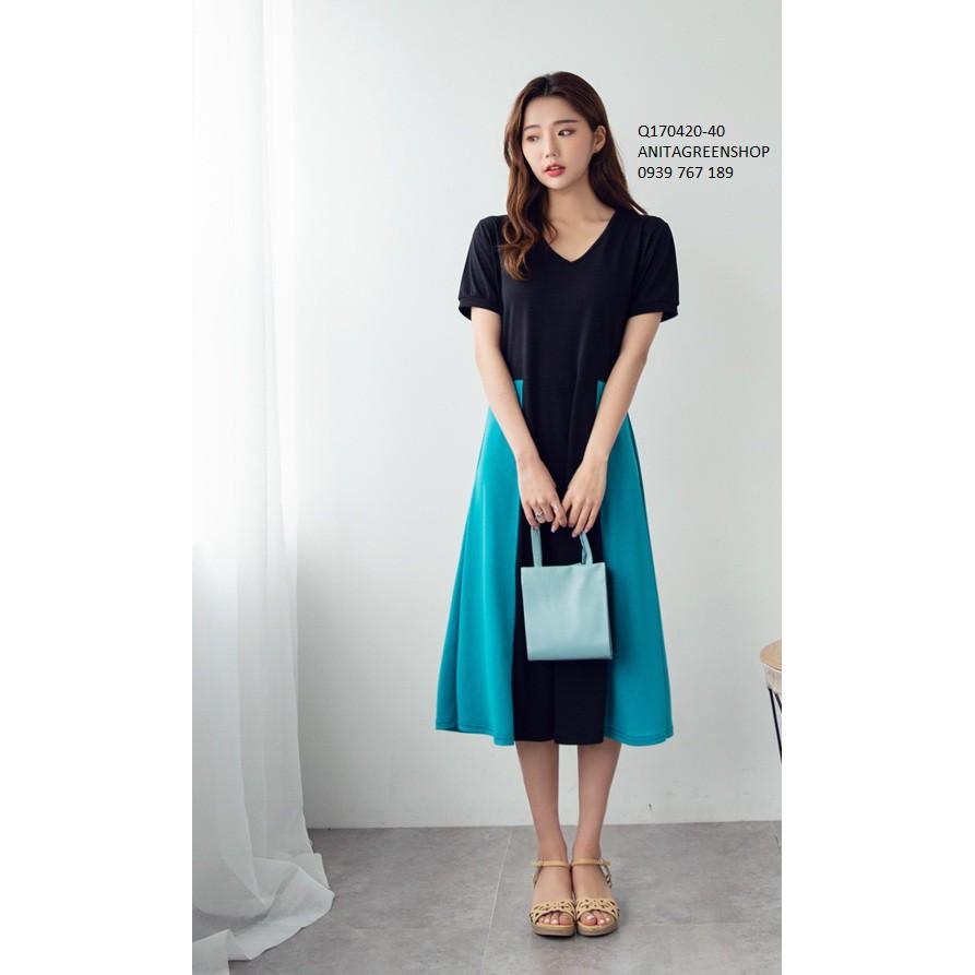 Q170420 ĐẦM THUN XÒE PHỐI MÀU