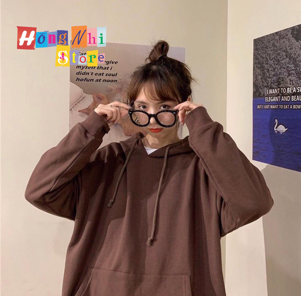 Áo Hoodie Trơn Màu Nâu Cao Cấp Dáng Rộng Unisex Nam Nữ Mặc Được - MM