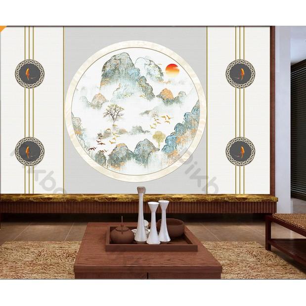 Tranh phong cảnh núi non hùng vĩ,Tranh 3d dán tường hiện đại trang trí phòng khách phòng ngủ MS1250976