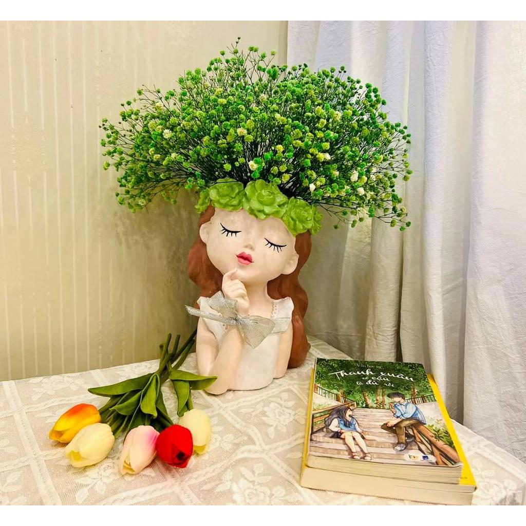 Lọ hoa decor mẫu bình hoa cô gái trang trí nhà cửa cắm hoa khô, trồng sen đá, lọ hoa xinh xắn decor. làm quà tặng