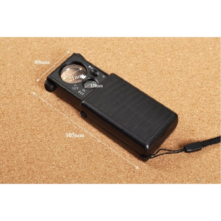 Kính lúp cầm tay mini phóng đại 30-60 lần có đèn cao cấp Ver1