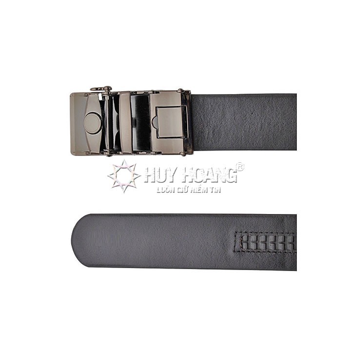 Thắt lưng nam da bò bản lớn 1,4m đầu tăng Huy Hoàng màu đen HT4144