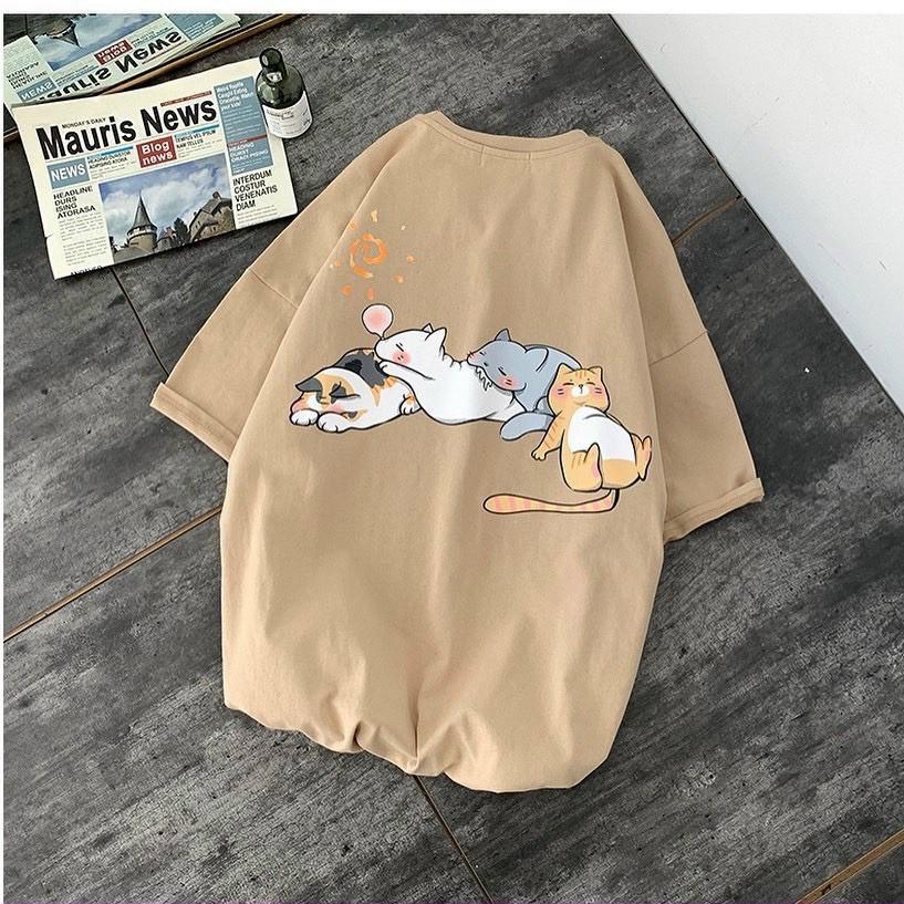 Áo Thun Tay lỡ from rộng Unisex hình in Freesize từ 40-70kg
