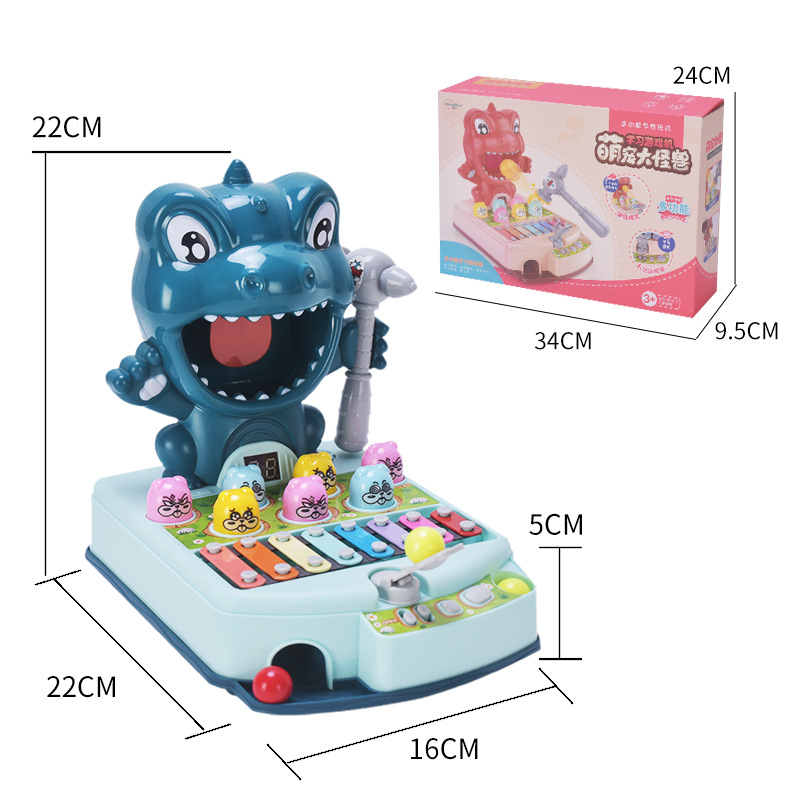 Đồ chơi đập chuột hình khủng long đa năng cho bé 1 2 tuổi sơ sinh có đèn nhạc vui nhộn, quà tặng sinh nhật trẻ em