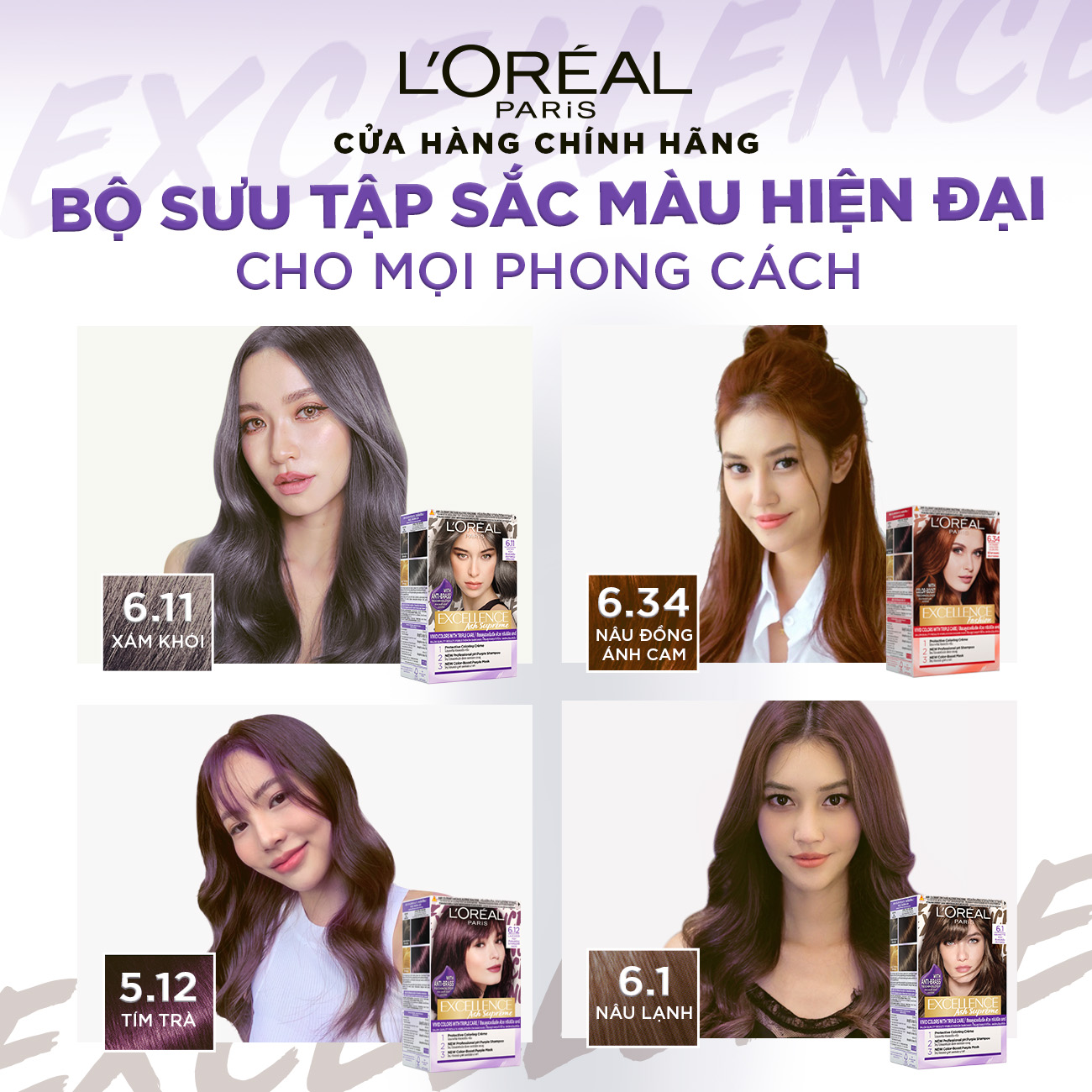 Kem nhuộm dưỡng tóc màu thời trang L'Oreal Paris Excellence Fashion 172ml