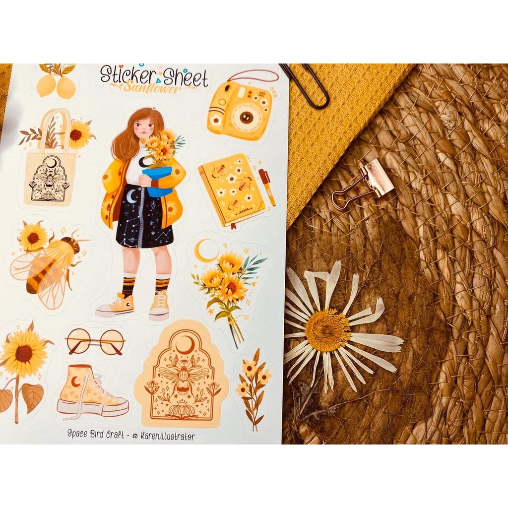 sticker sheet Sun flower - chuyên dán, trang trí sổ nhật kí, sổ tay | Bullet journal sticker - unim003