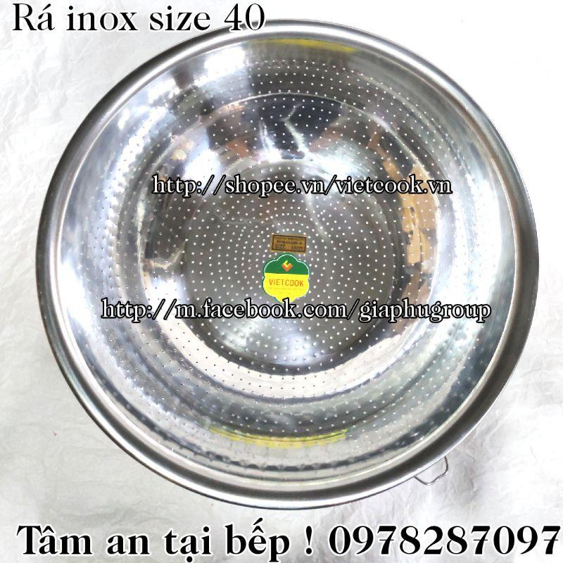 Rá inox size 40 cm loại dầy, rá vo gạo inox cao cấp