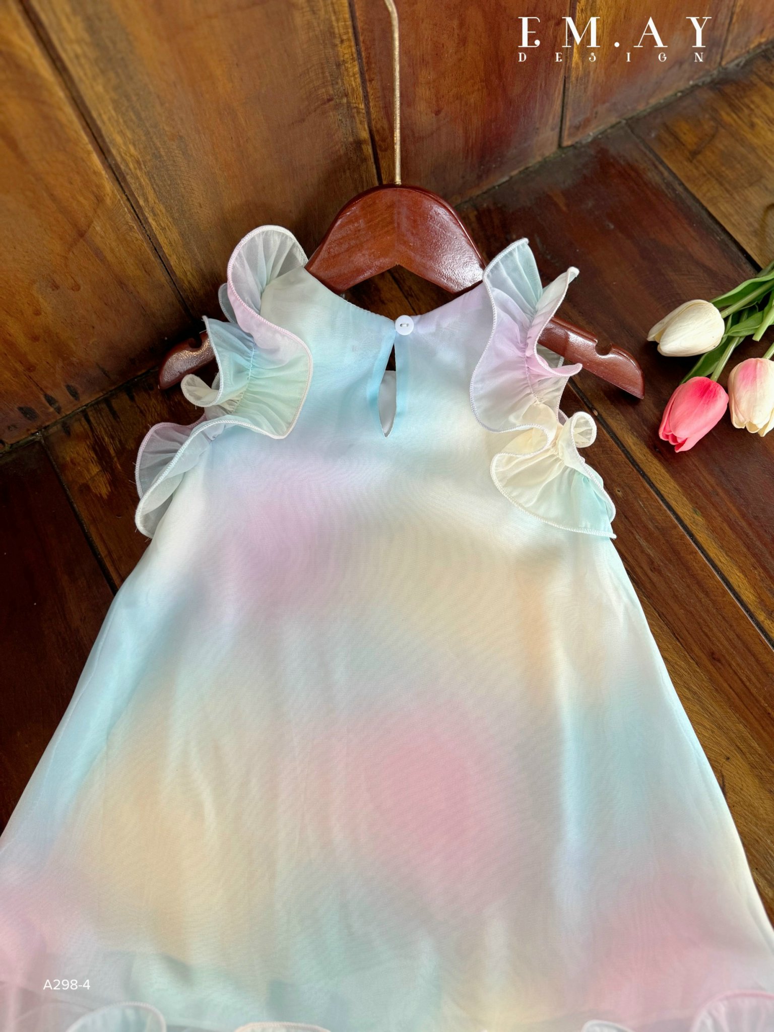Đầm váy công chúa cho bé gái màu loang cầu vồng đi chơi du lịch biển đẹp size 10-40kg hàng cao cấp