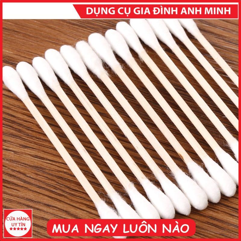 Tăm Bông ngoáy tai thân gỗ tre, mềm mại dễ dàng sử dụng, dụng cụ gia đình Anh Minh