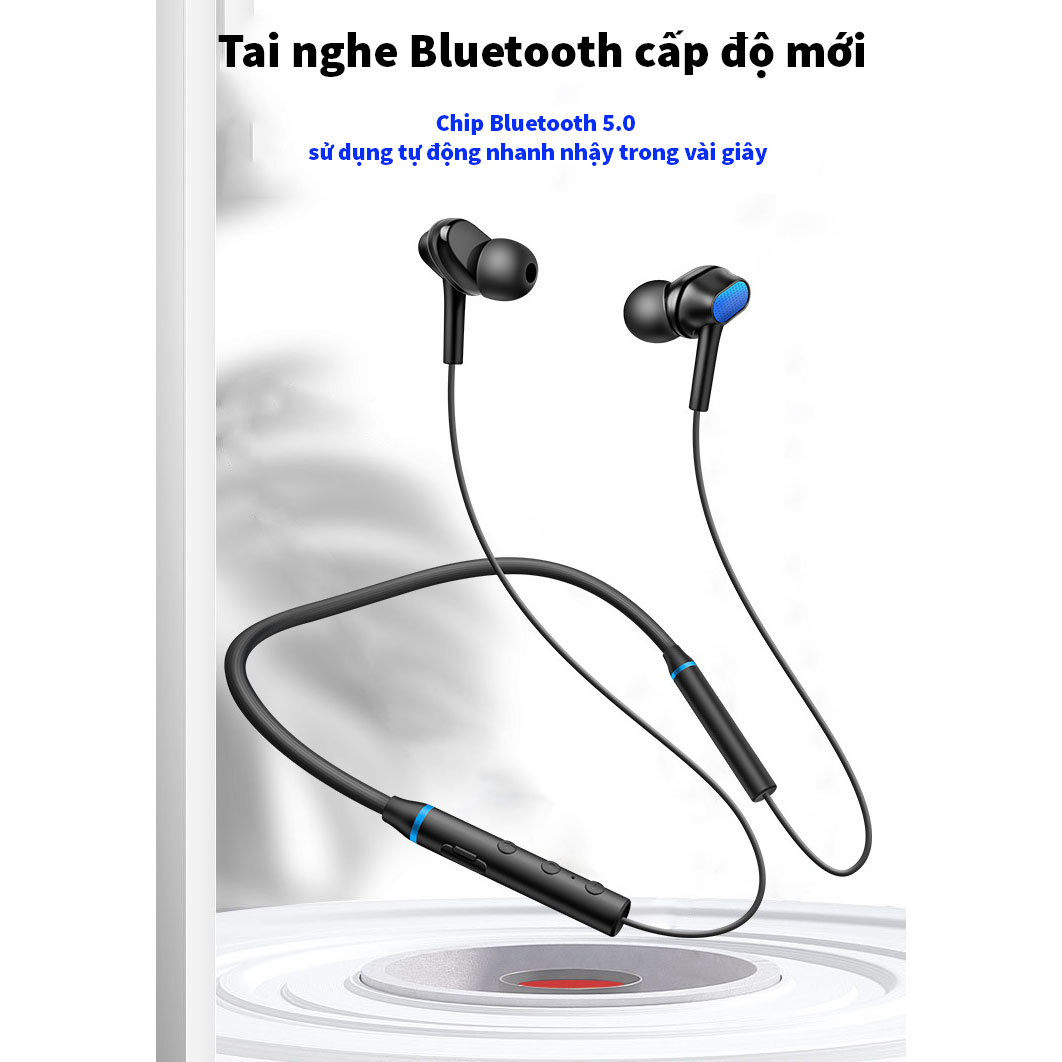 Tai nghe không dây đeo cổ Bluetooth Hitoor BT10 Âm thanh nổi trong tai - tai nghe Thể thao chạy ngoài trời không thấm mồ hôi - hàng nhập khẩu