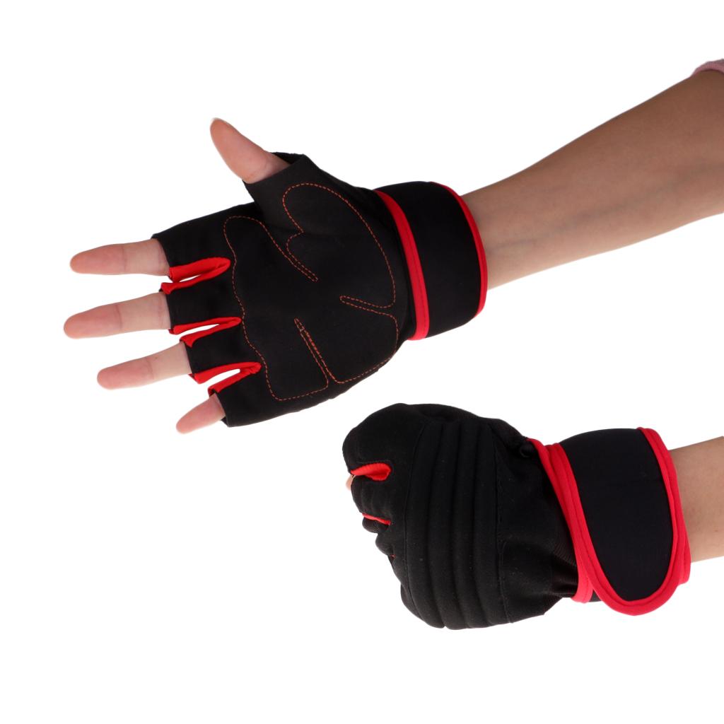 Half Finger Breathable Anti-Slip Climbing Cycling Fishing Gloves Red